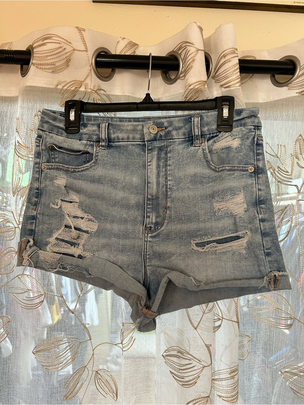 American Eagle Outfitters Distressed Light Blue Denim Shorts